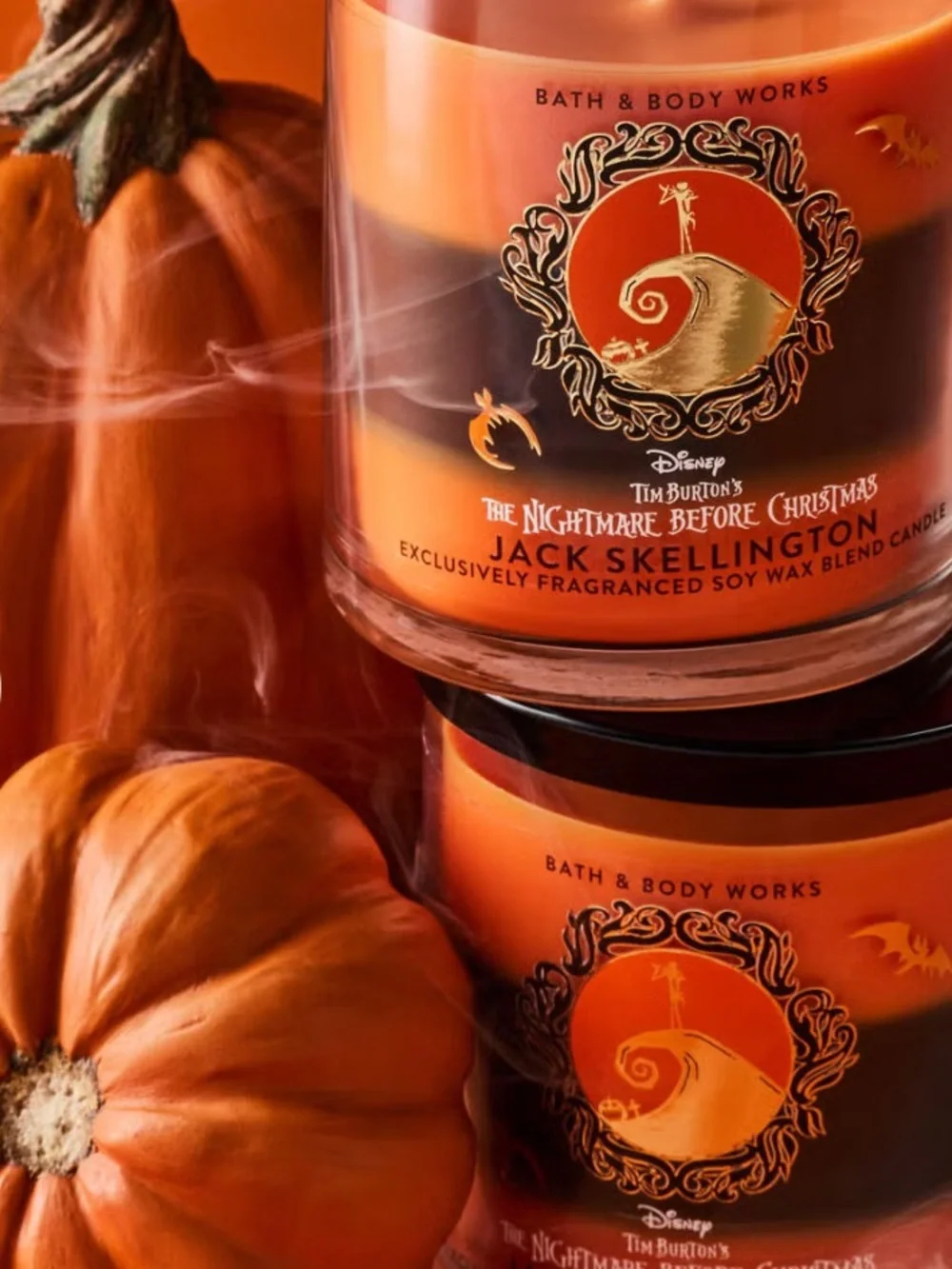 “New” Bath & Body Works Jack Skellington Candle - Orange & Black